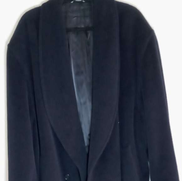 Mens Dark Blue Wool Maxi Coat- by Beau Drummell - Picture 2 of 6